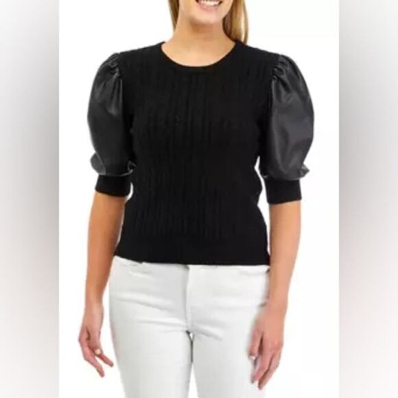 Philosophy Women's Puff Sleeve Cable Knit Sweater Size Medium - Picture 1 of 8